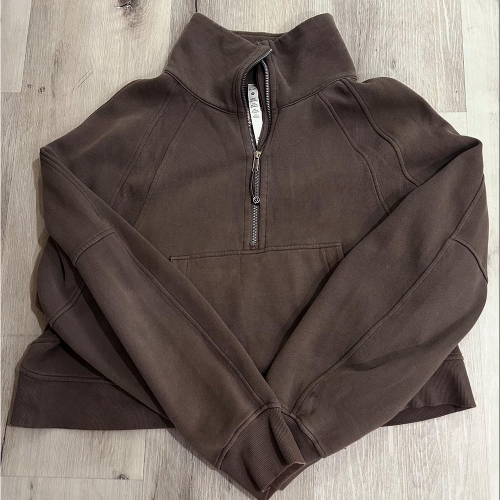 Lululemon Oversized Quarter Zip Scuba in Taupetastic